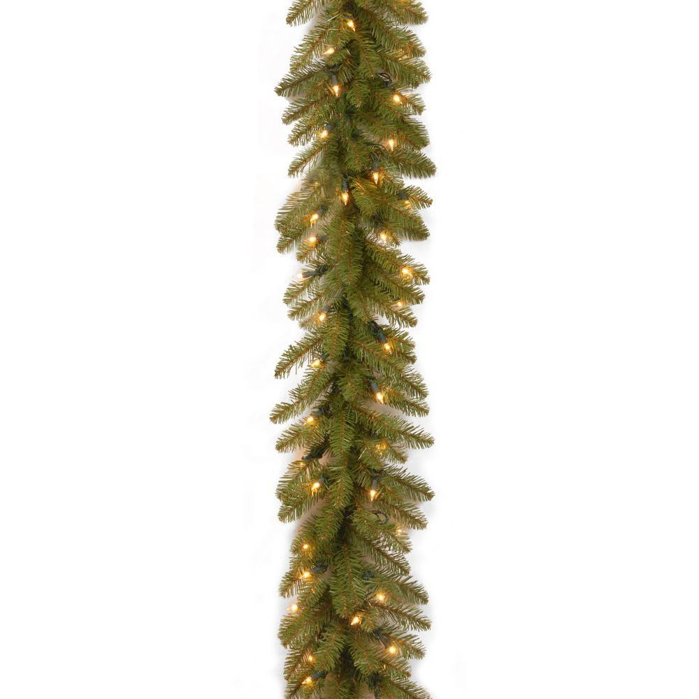 National Tree Company 9 ft. Pre-Lit Dunhill Fir Garland with Clear Lights-DU-9ALO-1 - The Home Depot | The Home Depot