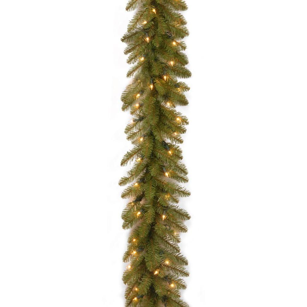 National Tree Company 9 ft. Pre-Lit Dunhill Fir Garland with Clear Lights-DU-9ALO-1 - The Home Depot | The Home Depot