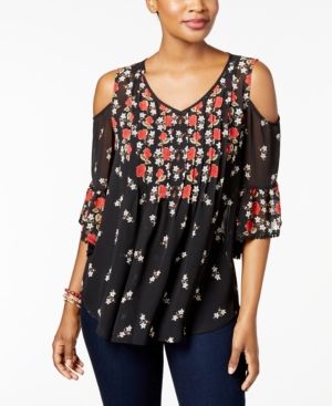 Style & Co Petite Printed Pleated Top, Created for Macy's | Macys (US)