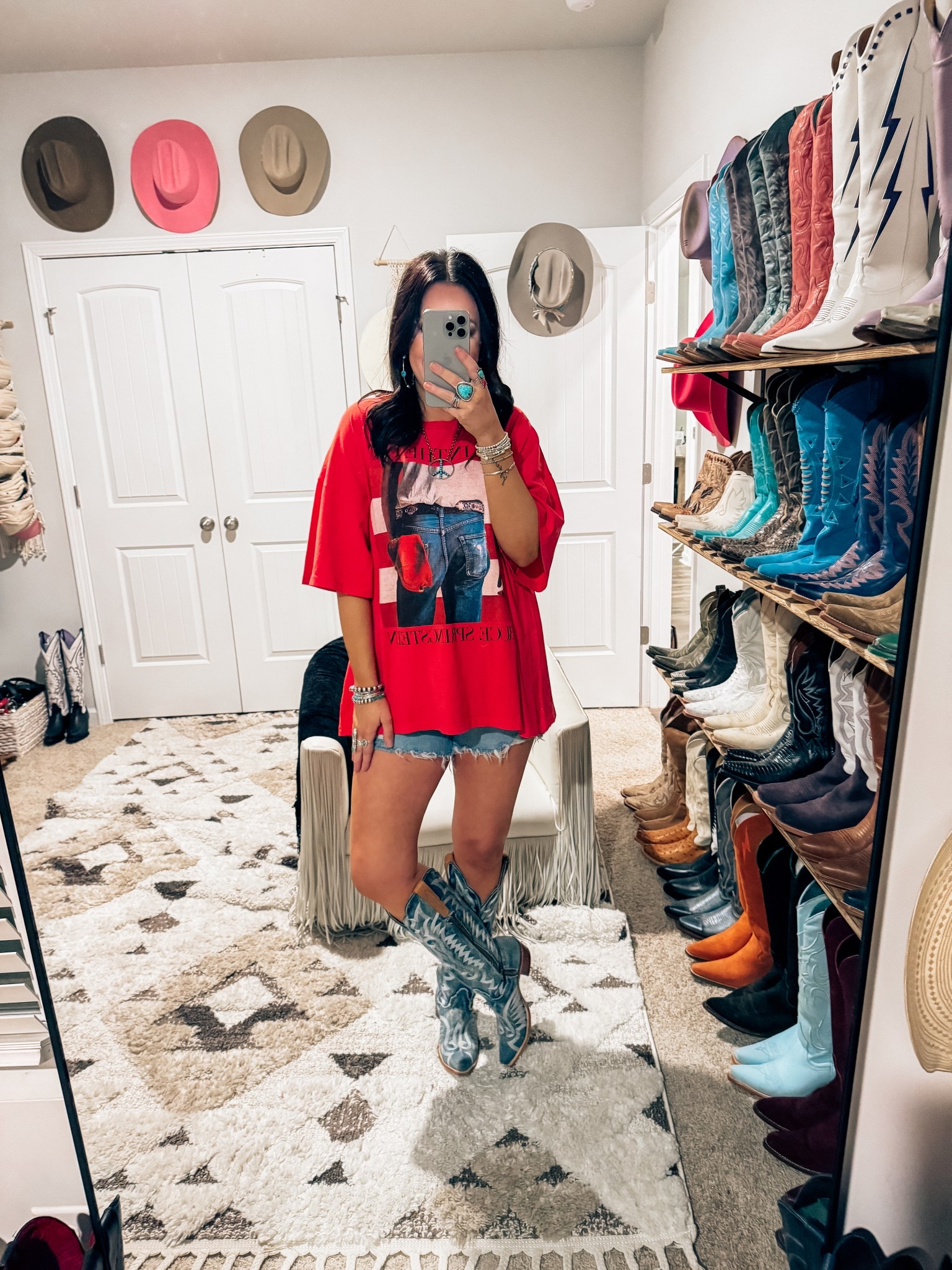 Country concert outfit idea summer how to style a graphic tee shirt and denim shorts and cowgirl boots 

#LTKStyleTip #LTKFestival #LTKFindsUnder50