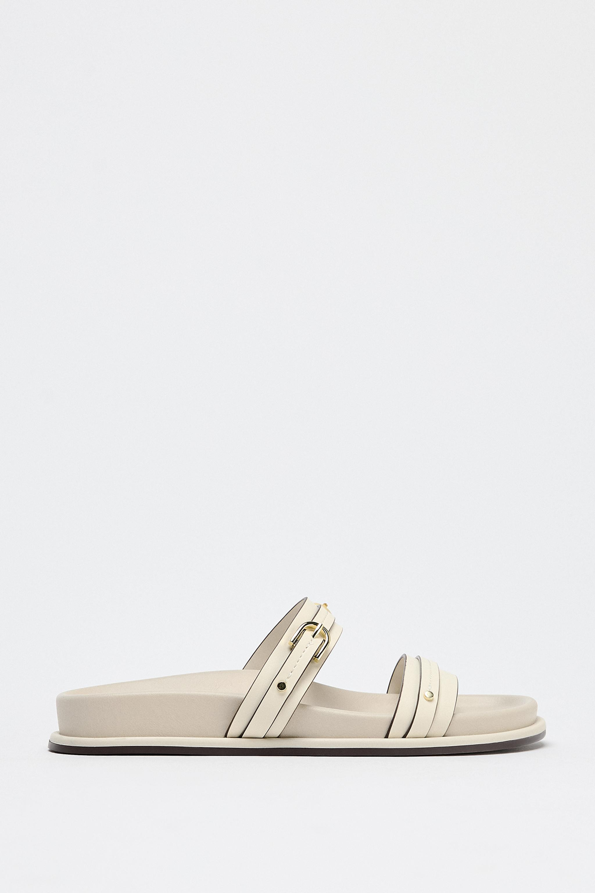 FLAT BUCKLED SANDALS | Zara US