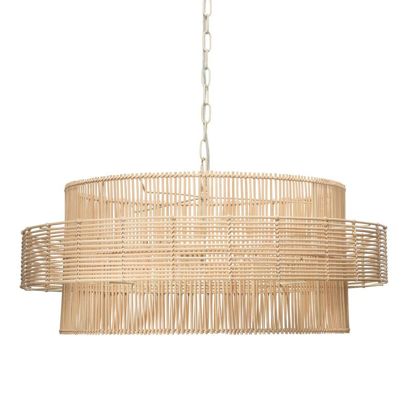Concentric Rattan Pendant, Antique Brass/White | One Kings Lane