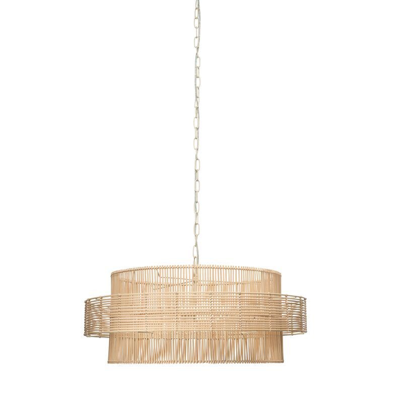 Concentric Rattan Pendant, Antique Brass/White | One Kings Lane
