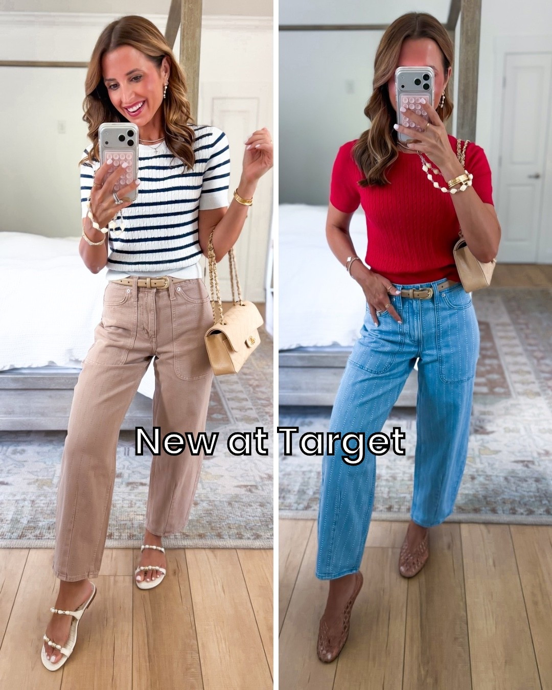 New Target arrivals for summer and early fall! New barrel leg jeans in 00. Striped sweater top and red sweater top in XS. Elevated casual outfit. Teacher outfit. Fall outfit. Summer outfit. I went up half a size in sandals.

#LTKootd #LTKgrwm #LTKPetite