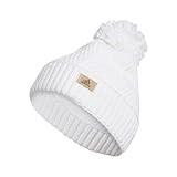 adidas Women's Twilight Ballie Pom Beanie, White/Clear Onix Grey, One Size | Amazon (US)