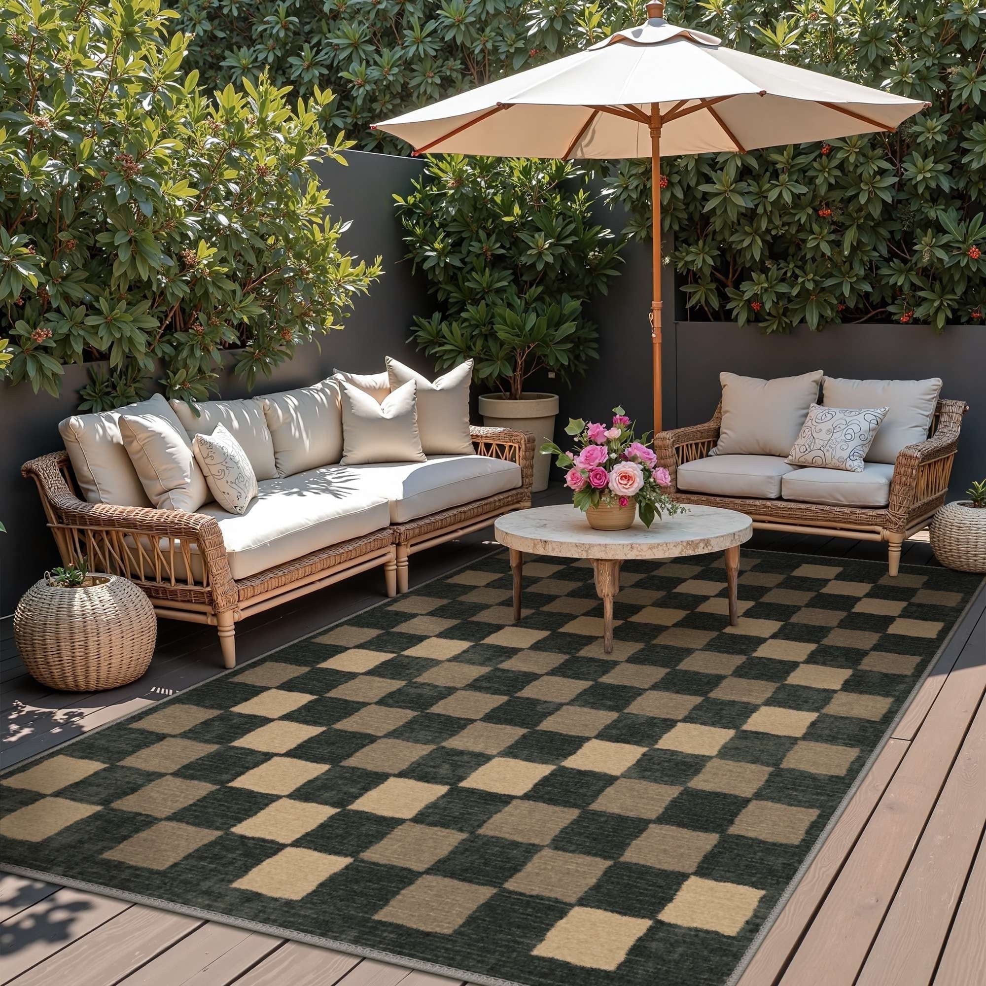 DEORAB Outdoor Rugs 8'X10' Chenille Patio Rug Three-Layer Material Imitation Silicone Spot Moldin... | Walmart (US)