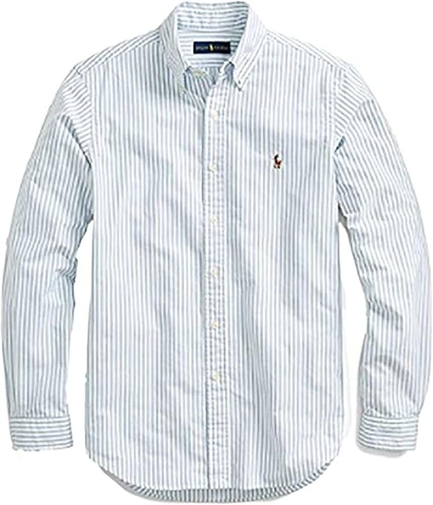 Polo Ralph Lauren Mens Classic Fit Oxford Longsleeve Buttondown Shirt (Blue White Stripe, X-Large... | Amazon (US)