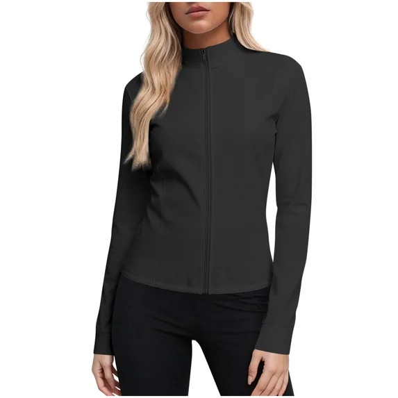 Posijego Womens Sun Protection Shirts Zip up Jacket Athletic Workout Long Sleeve Shirt Yoga Runni... | Walmart (US)