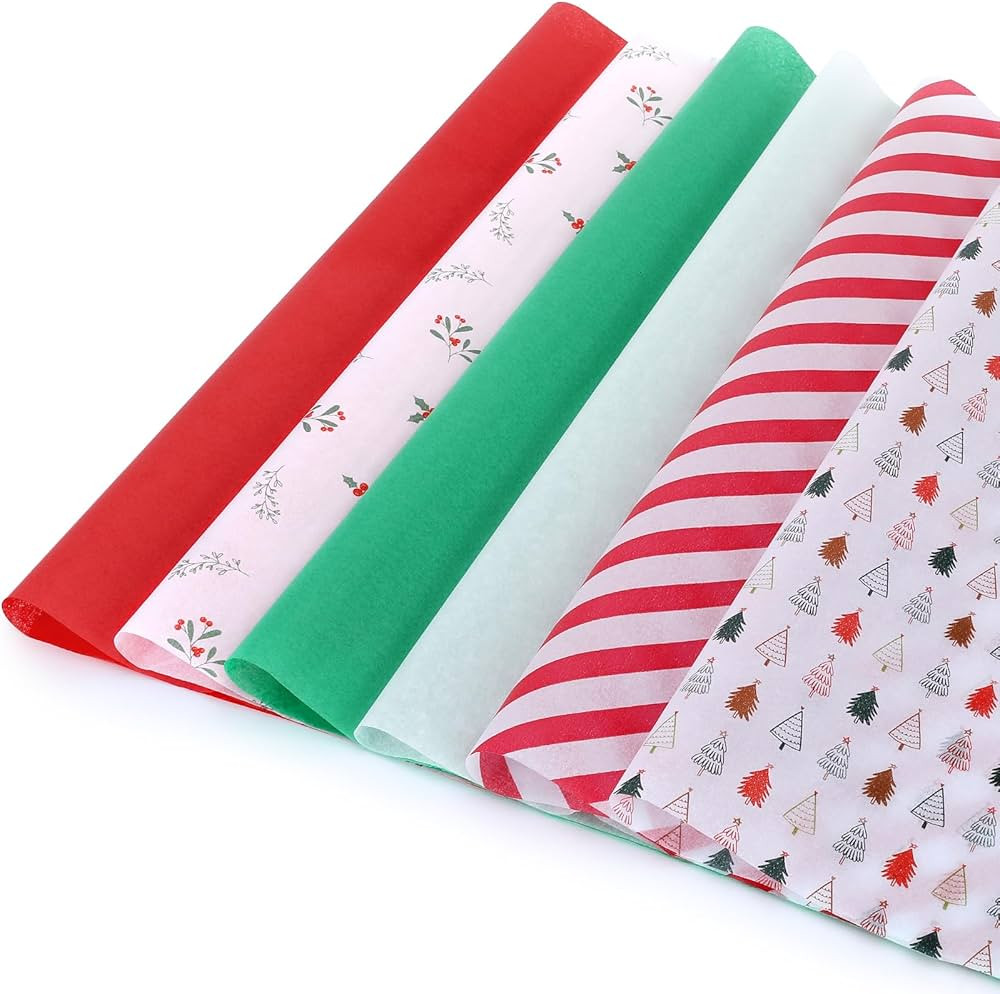 LOADSFUN Christmas Tissue Paper for Gift Bags, 120 Sheets 19.5" x 13.6" Christmas Wrapping Paper,... | Amazon (US)