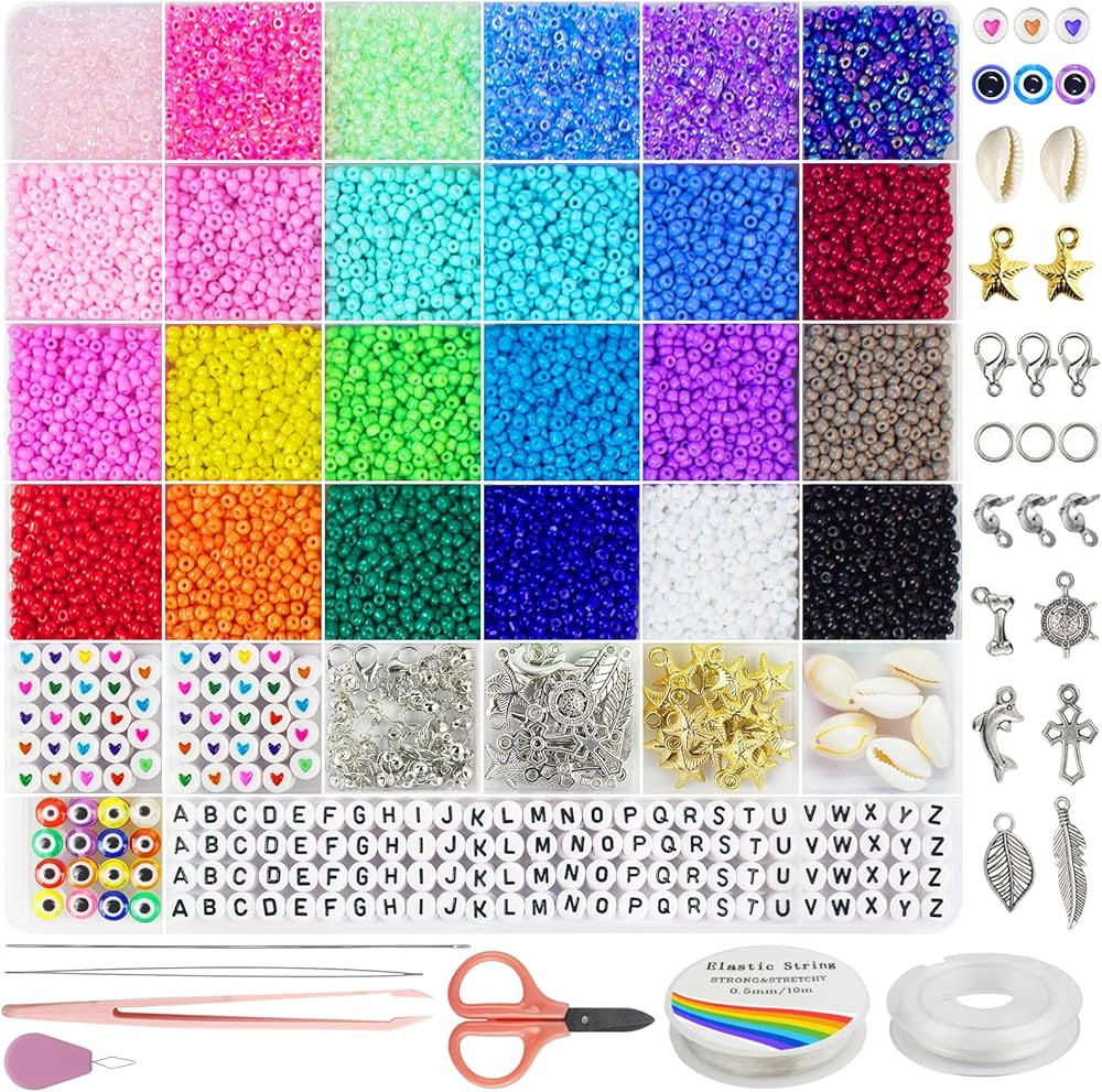 Redtwo 8000pcs 3mm Glass Seed Beads for Bracelet Making Kit, Small Beads Friendship Jewelry Makin... | Amazon (US)