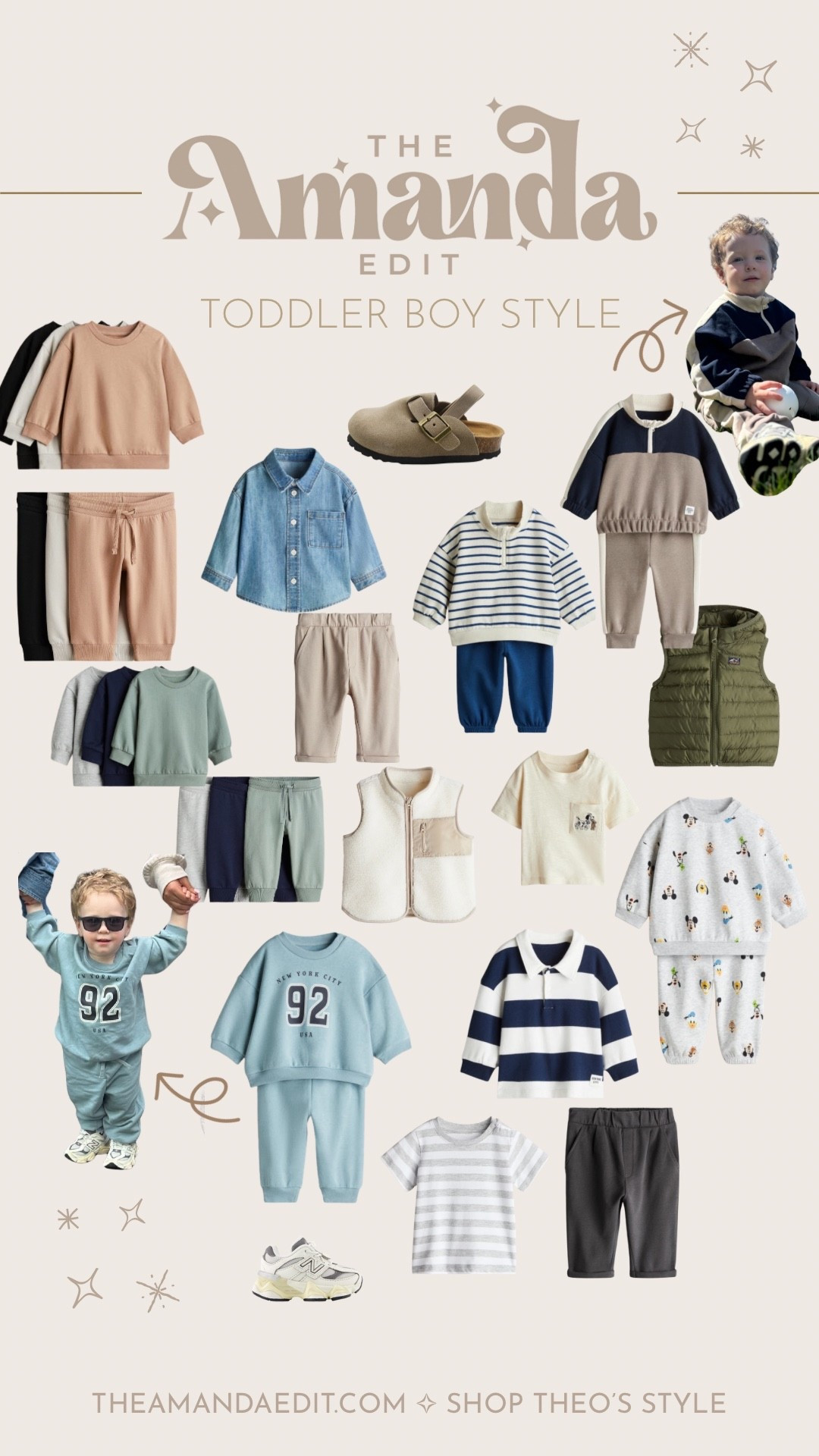 Theo’s Fall Toddler Boy Style
Curated fall wardrobe for toddler boys: neutral tones, cozy layers, and everyday basics without the dinos or trucks. Think soft joggers, knit sweaters, layering vests, and little sneakers that go with everything. Stylish, functional, and easy to mix and match, toddler boy outfits made simple.

Shop Theo’s closet staples for the season here.

#LTKFamily #LTKKids #LTKFindsUnder50