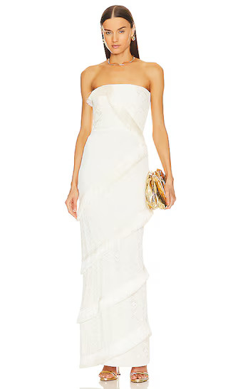 Strapless Fringe Trim Maxi Dress in Ivory | Revolve Clothing (Global)