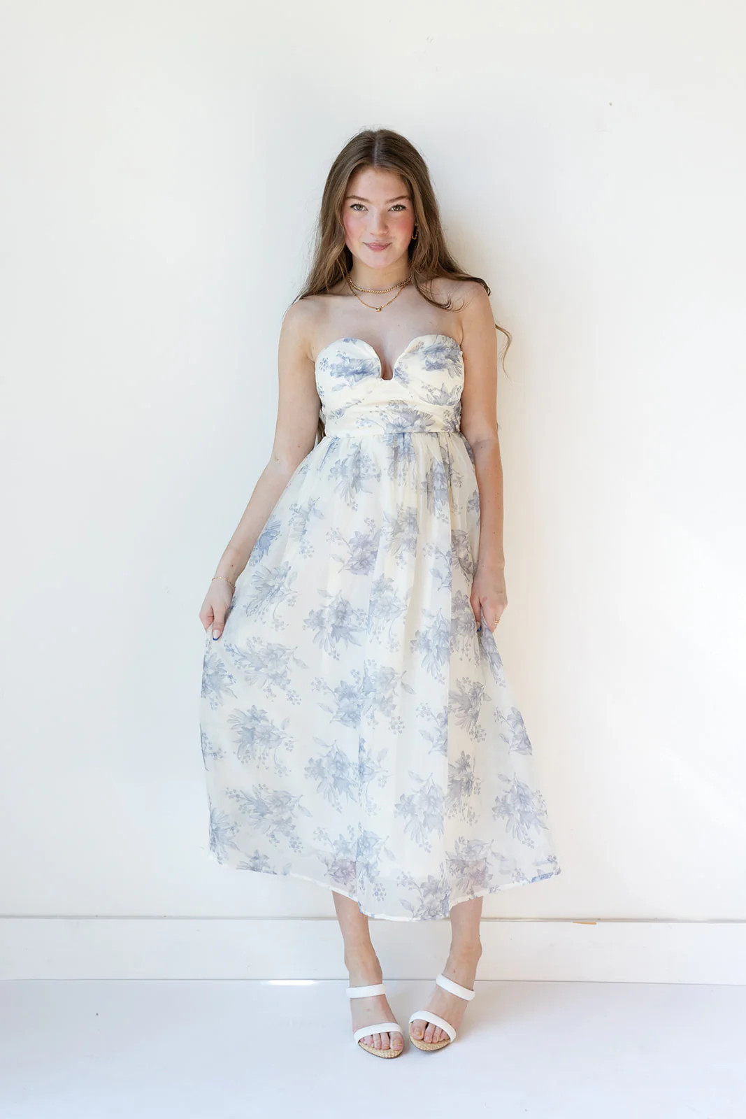 adeline floral midi dress blue / M | mode