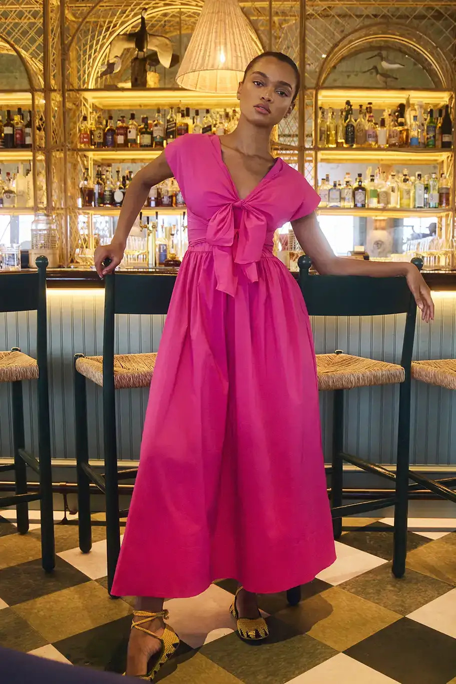 Calista Dress | Tie-Front Midi Dress | Hunter Bell | Hunter Bell