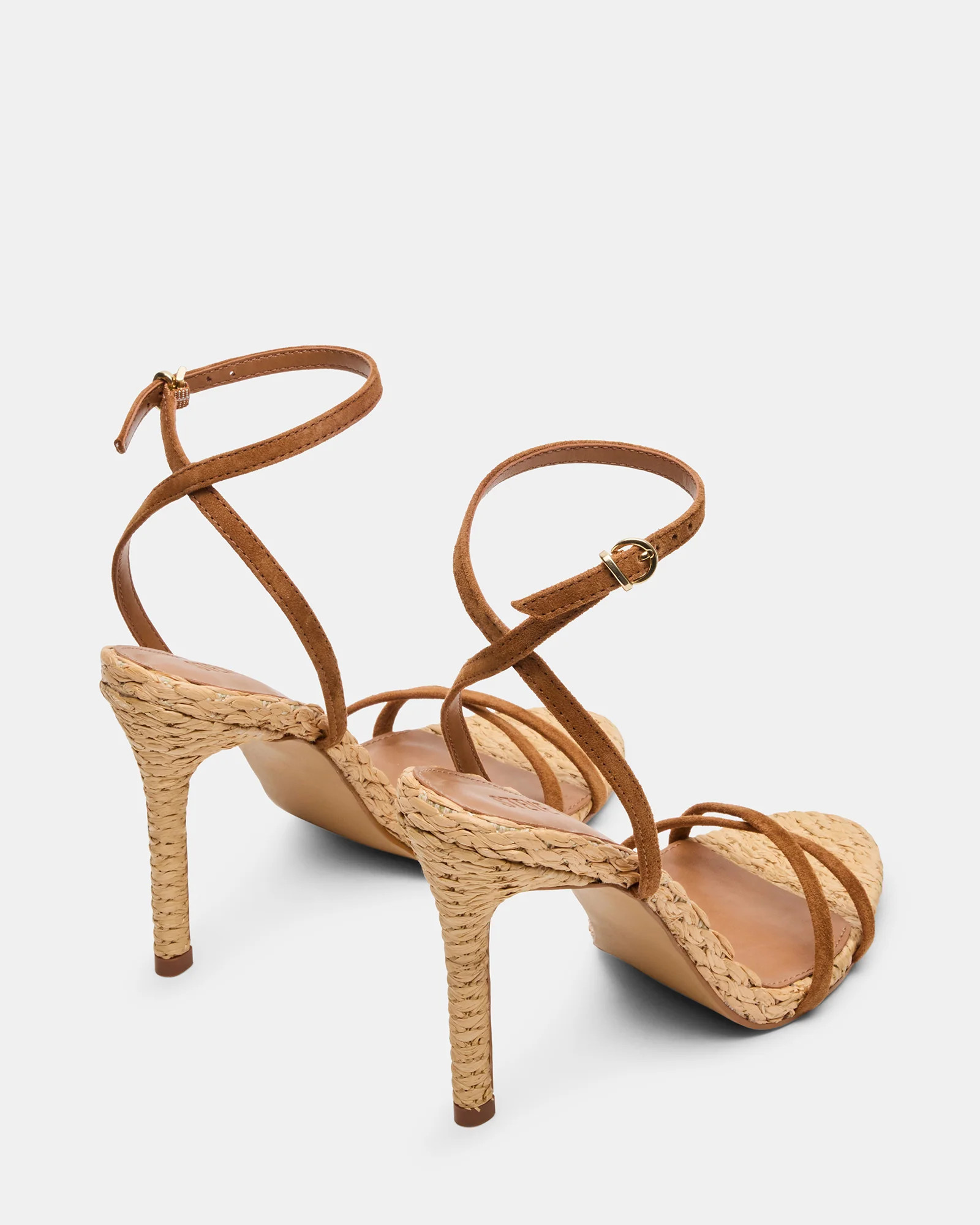 JYPSEY Chestnut Suede Raffia Strappy Stiletto Women's Heel | Steve Madden (US)