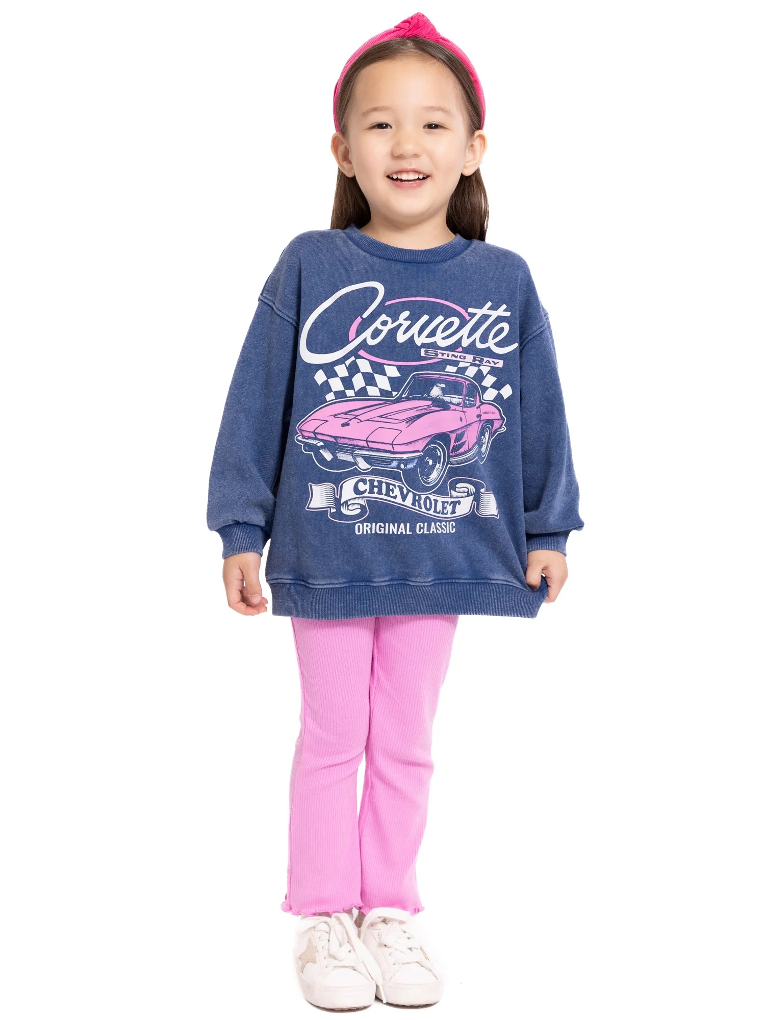 Corvette Toddler Girls Chevrolet Printed Crewneck Sweatshirt and Flare Leggings Set, 2 Piece, Siz... | Walmart (US)