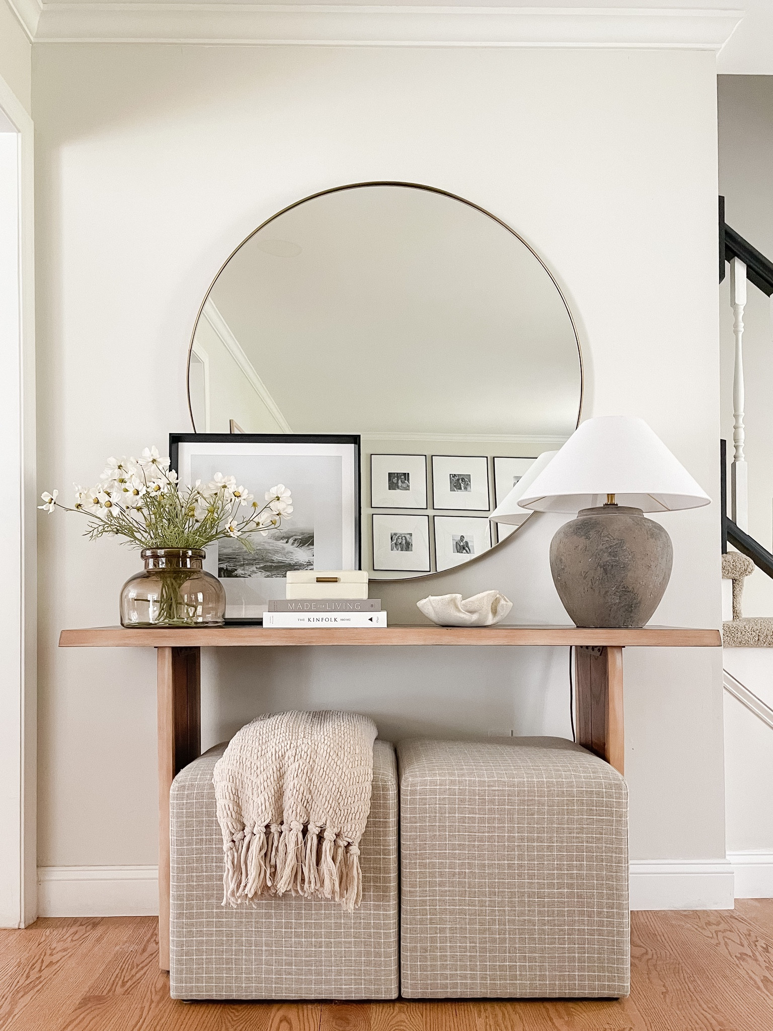 Console table, wall mirror, lamp, spring decor 

#LTKfindsunder50 #LTKstyletip #LTKhome