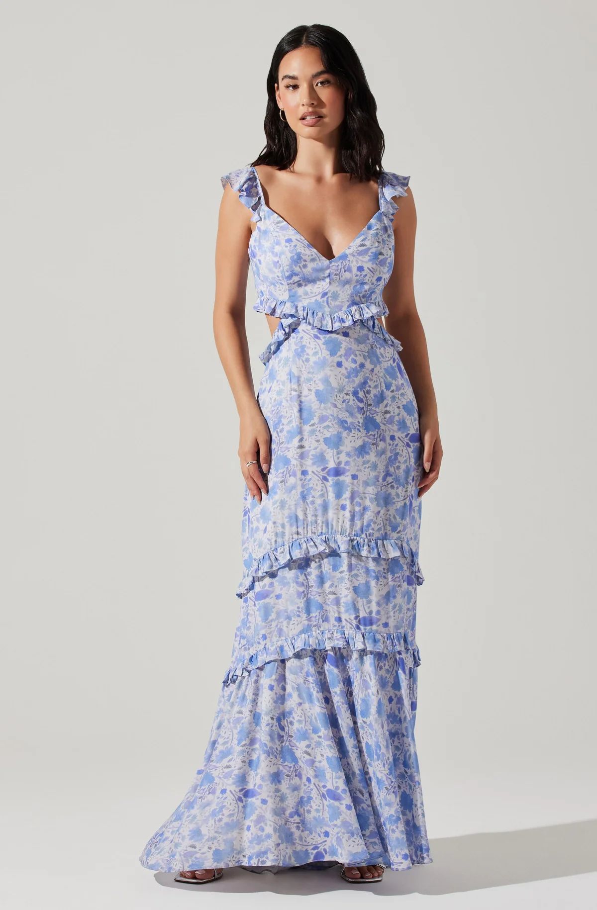 Cassis Floral Ruffle Maxi Dress | ASTR The Label (US)