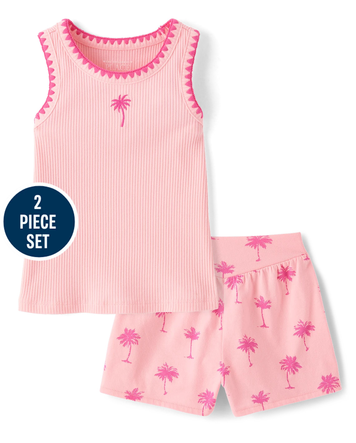 Baby And Toddler Girls Palm Tree 2-Piece Outfit Set - pink | The Children's Place