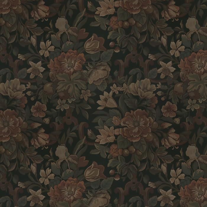 Vintage Peel and Stick Wallpaper Dark Green Floral Wall Paper 16.1"x78.7" Retro Victorian Moody W... | Amazon (US)