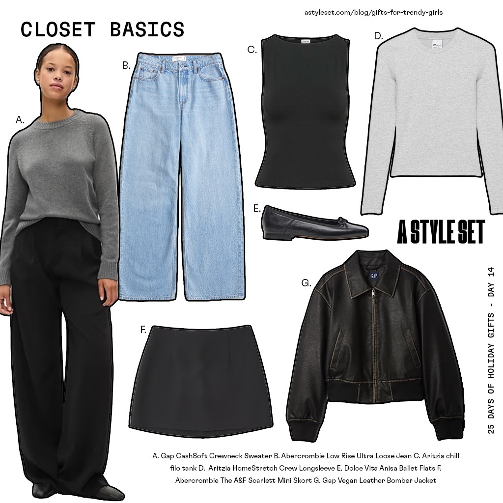 25 DAYS OF HOLIDAY GIFTS 🤍 day 14 - closet basics, perfect for a capsule wardrobe. More gift ideas & all links to shop on astyleset.com/blog/gifts-for-trendy-girls

#LTKHoliday #LTKStyleTip #LTKGiftGuide