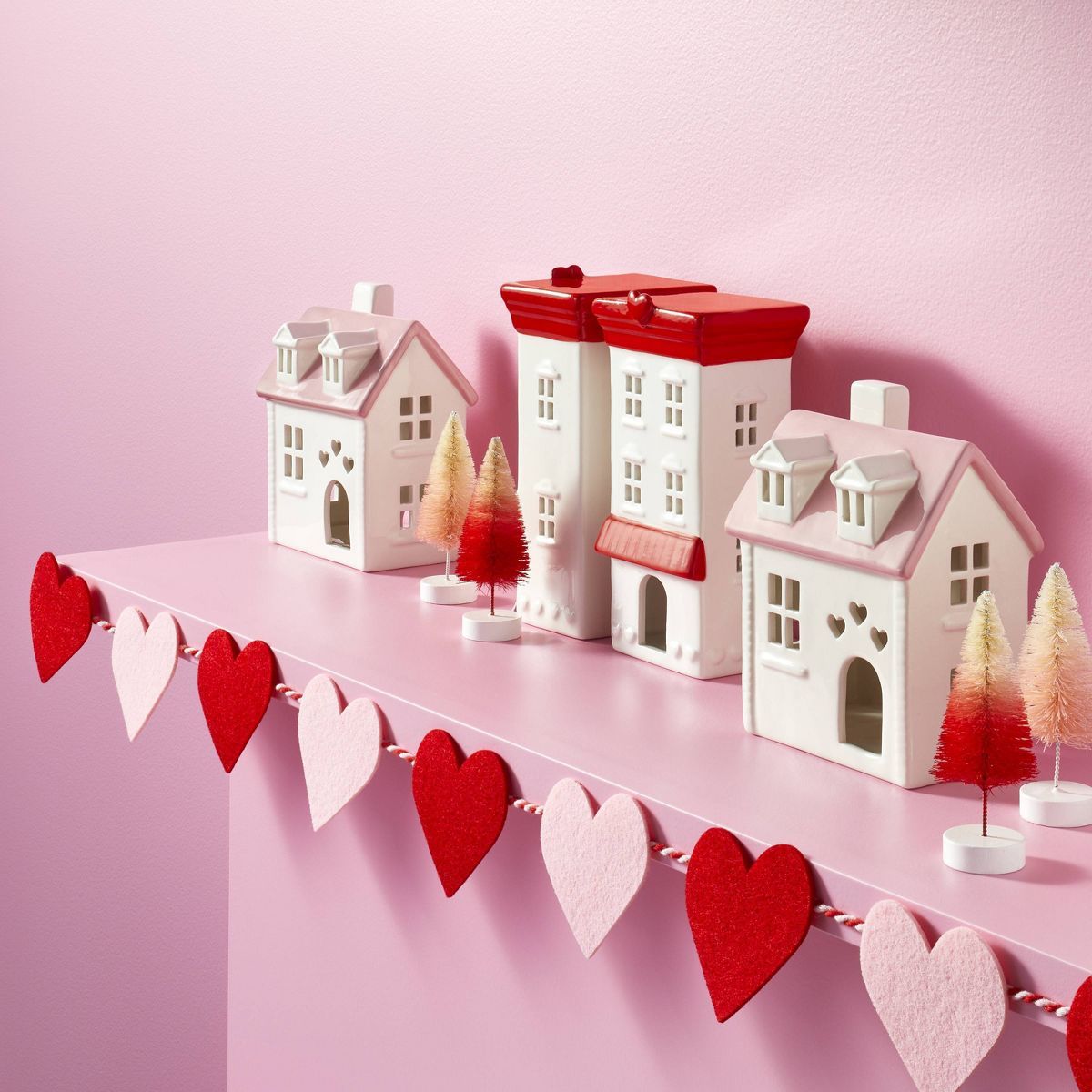 Valentine Ceramic Short Building Figurine Pink/White - Spritz™ | Target