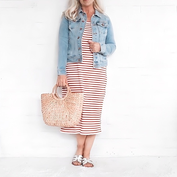 NWT Talbots RIB MIDI DRESS - PARK STRIPE - SP | Poshmark