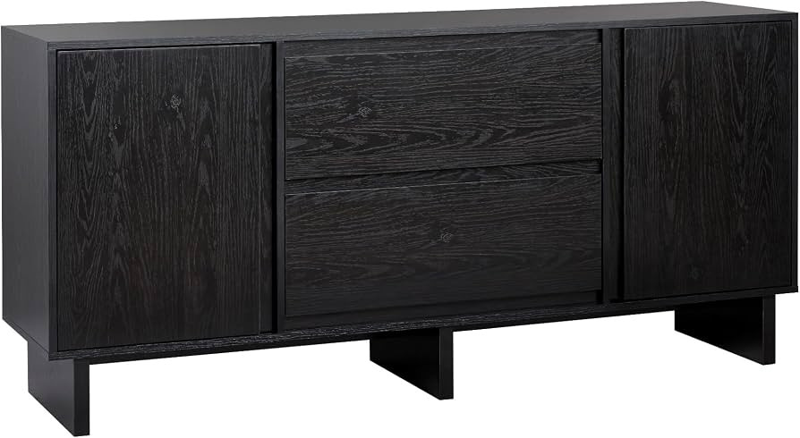Walker Edison Scandinavian Beveled 2-Door, 2-Drawer Sideboard, 63 Inch, Black | Amazon (US)