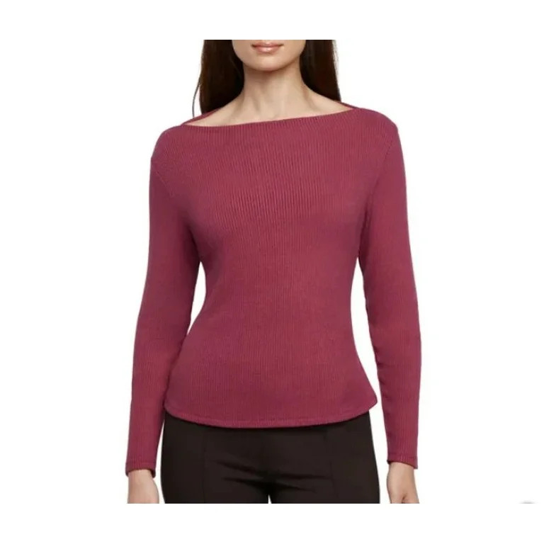 Banana Republic Women's Ribbed Long Sleeve Top, Red, S | Walmart (US)
