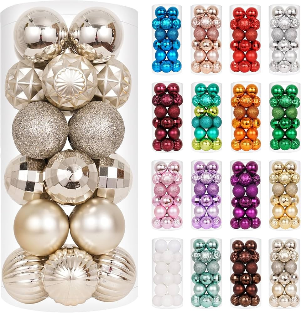 XmasExp Christmas Ball Ornaments (1.57", Champagne Gold) 24ct Christmas Ball Ornaments Shatterpro... | Amazon (CA)