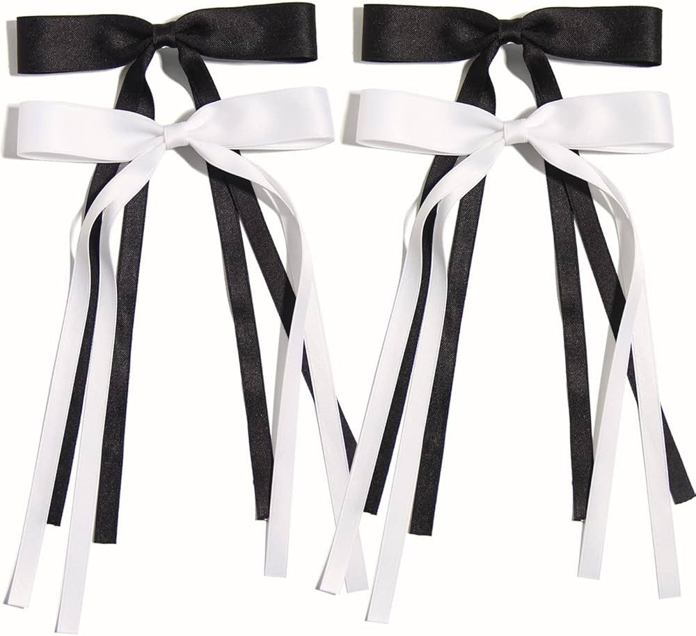 4pcs Hair Clips for Women Tassel Ribbon Bowknot Hair Clips with Long Tail, Women Hair Clip for Gi... | Amazon (US)