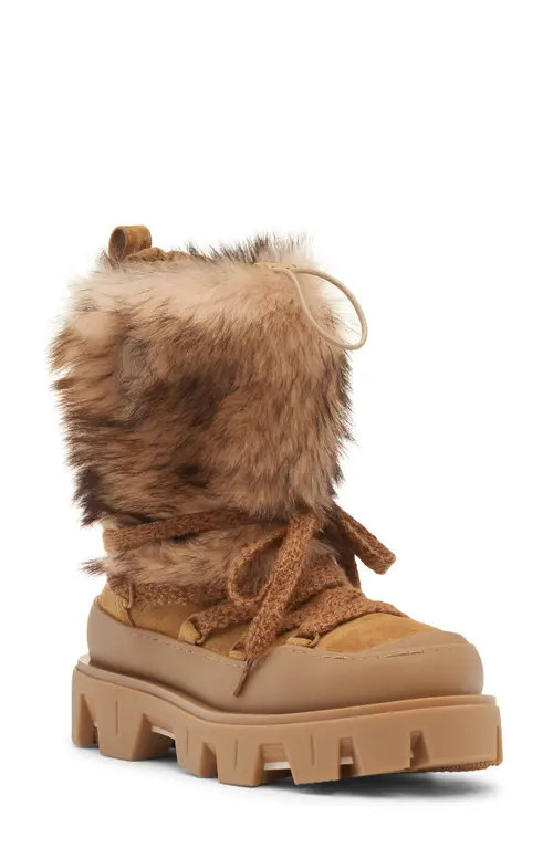 Moncler Peak Après Genuine Shearling Snow Boot in Butternut at Nordstrom, Size 7.5Us | Nordstrom