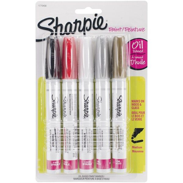 Sharpie Medium Point Oil-Based Opaque Paint Markers 5/Pkg-Black, Gold, Red, Silver And White | Bed Bath & Beyond