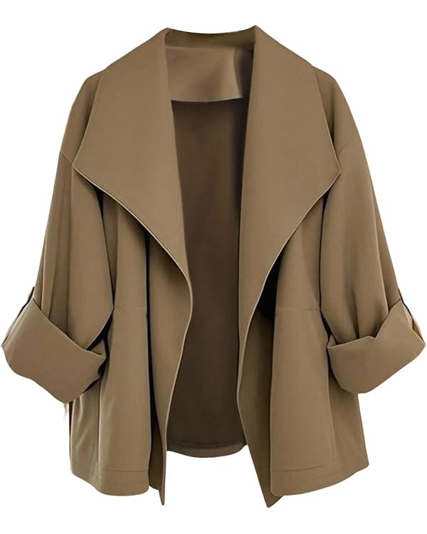 SOLY HUX Women's Plus Size Lapel Collar Trench Coat Long Sleeve Work Casual Lightweight Jackets F... | Amazon (US)