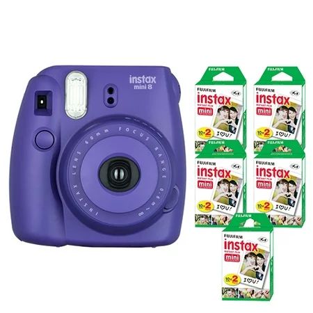 Fujifilm Instax Mini 8 Fuji Instant Film Camera Grape + 100 Sheets Instant Film | Walmart (US)