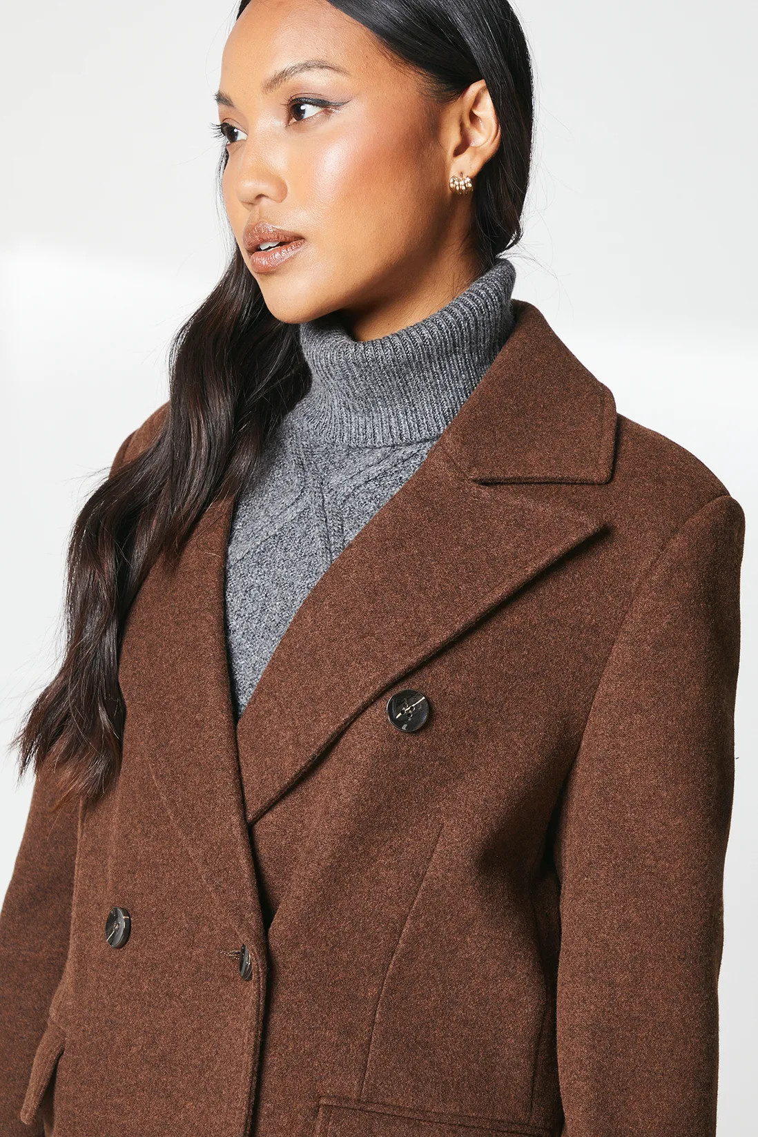 Jackets & Coats | Faux Wool Double Breasted Coat | Principles | Debenhams UK