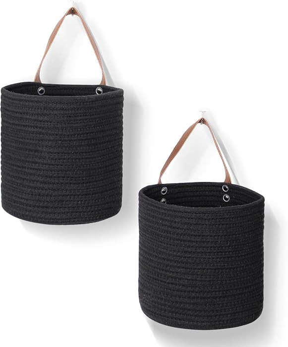 2 Pack Hanging Basket, Small Wall Baskets for Organizing, Wicker Boho Wall Decor Set, Indoor Hang... | Amazon (US)