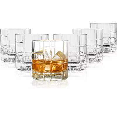 LEMONSODA High-end Double Rock Old Fashioned Whiskey Glasses - Set of 6 (12 fl. oz.) (Checkered) | Target
