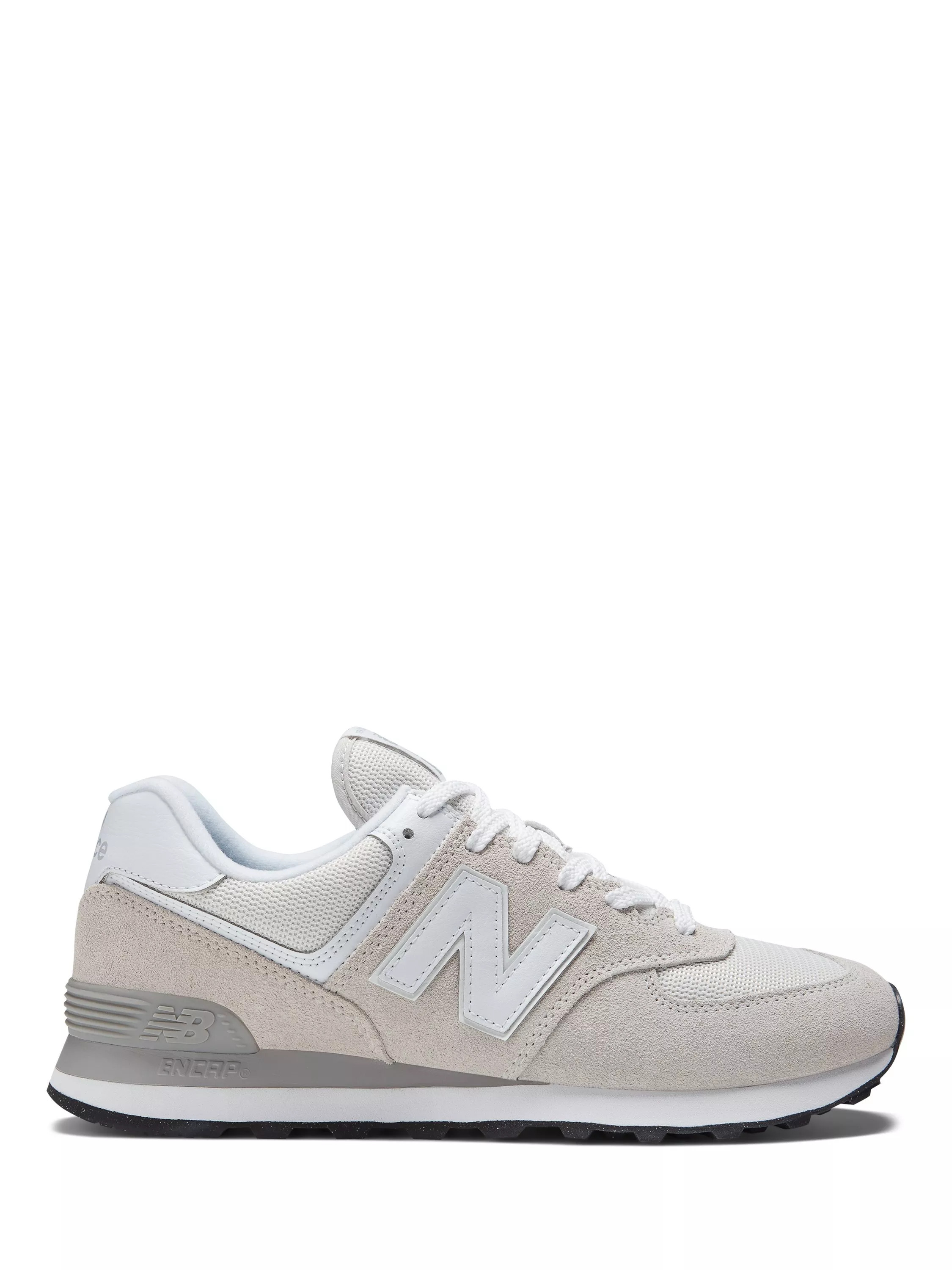 574 Leather Lace Up Trainers, Nimbus Cloud/White | John Lewis (UK)