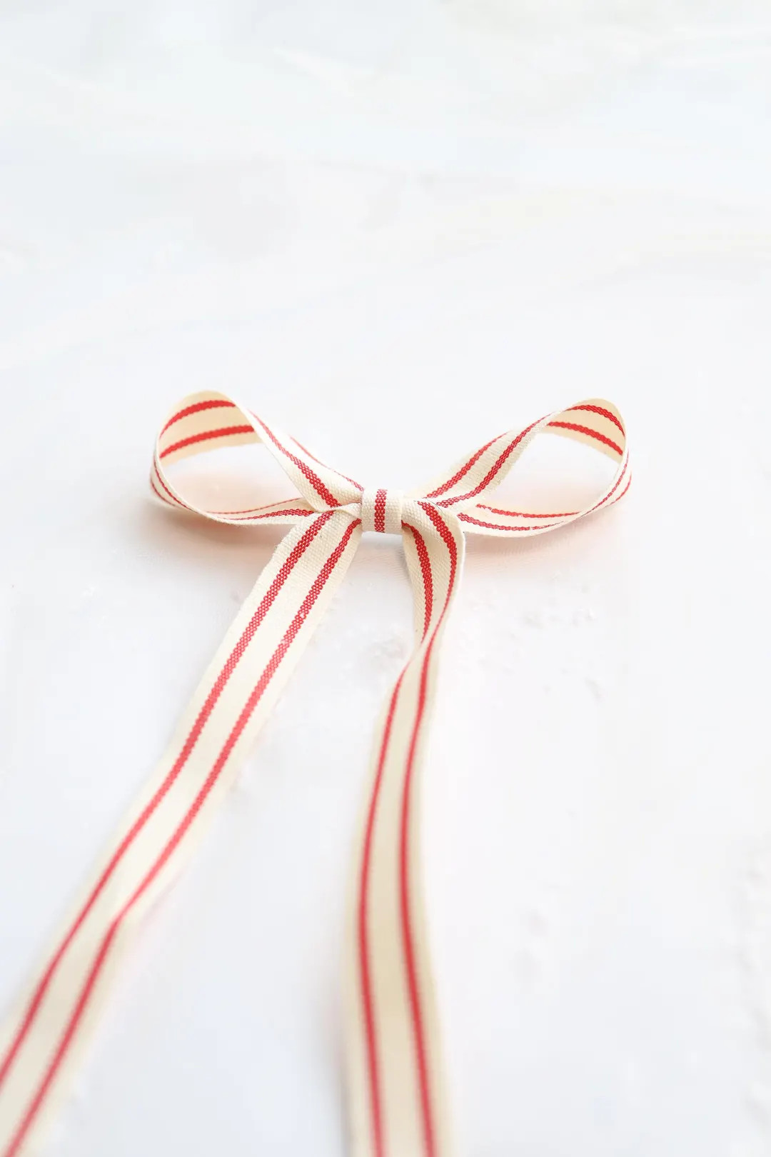 Christmas Stripe Canvas Long Tail Bow, Cream and Red Bow, Red Bow, Ivory Ribbon Bow, Long Ribbon ... | Etsy (US)