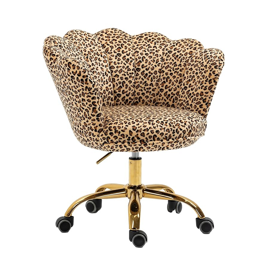 ZOBIDO Comfy Home Office Task Chair with Wheels, Cute Modern Upholstered Velvet Seashell Back Adj... | Amazon (US)