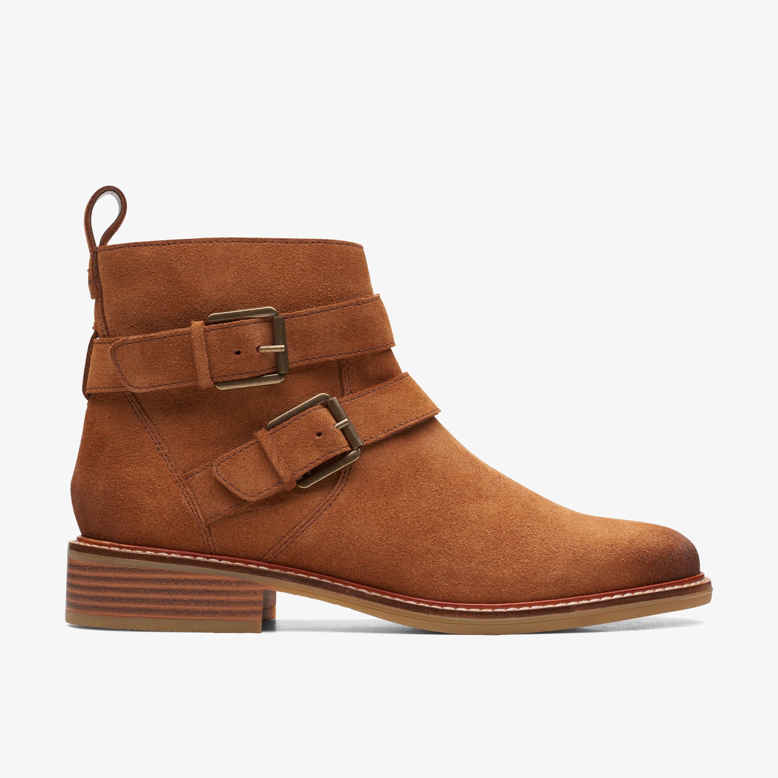 Women Cologne Buckle Dark Tan Suede Boots | Clarks US | Clarks (US)