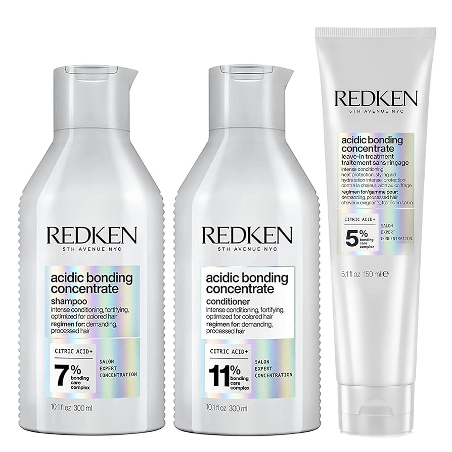 REDKEN Acidic Bonding Concentrate, Shampoo, Conditioner & Leave-In Treatment Set, Bond Repair for... | Amazon (UK)