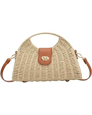 Straw Tote Bag for Women Mini Crossbody Bag Chic Hobo Purses Retro Satchel Bag Handmade Shoulder ... | Amazon (US)