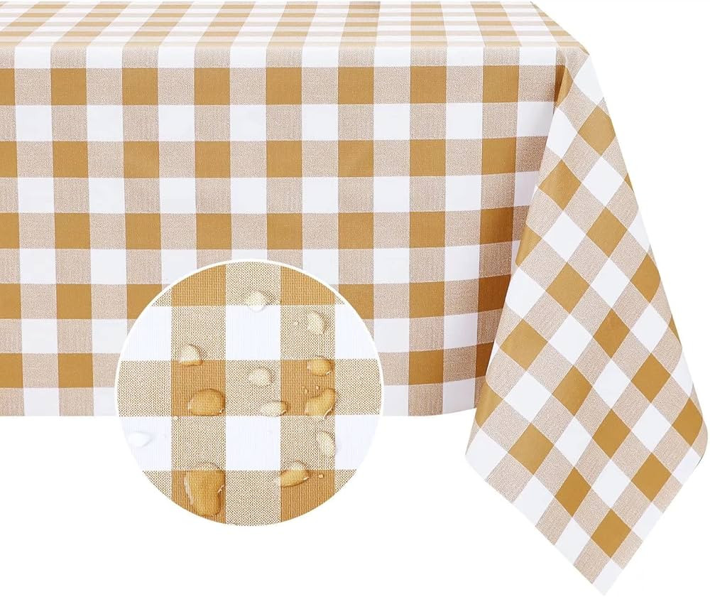 Romanstile Rectangle Vinyl PVC Tablecloth, 100% Waterproof Buffalo Plaid Plastic Table Cloth, Oil... | Amazon (US)