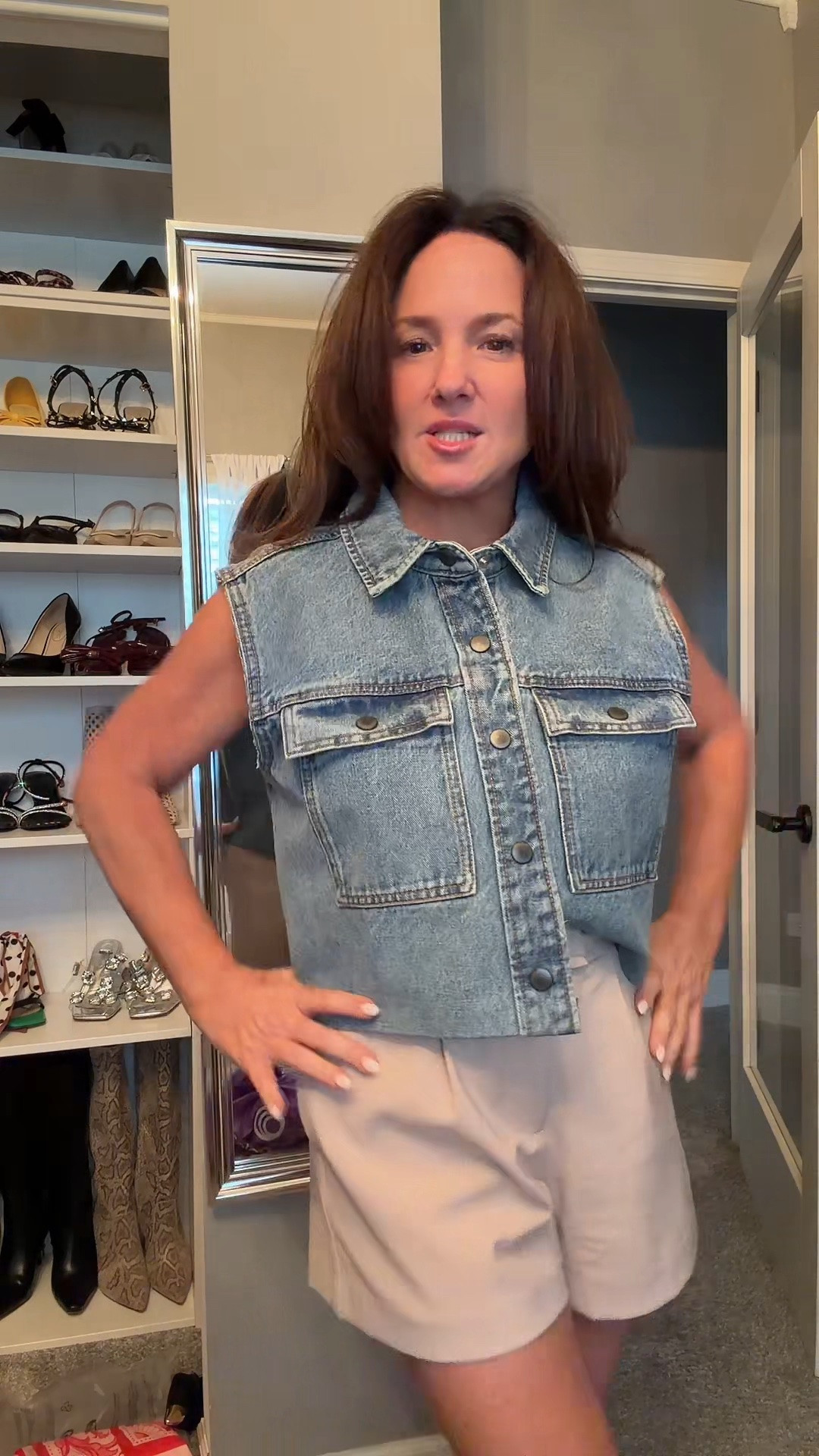 The viral Walmart jean jacket but I made it my own ✂️ This No Boundaries denim jacket is actually from the men’s section and the fit is SO good. I cut about 4 inches off the bottom then folded up about ½ inch and used no-sew iron-on tape to create the hem. No sewing machine needed and it turned out SO cute. You can find the jacket in my LTK. Follow for more affordable fashion over 50 easy DIY fashion and Walmart finds because sometimes you just have to make it work for YOU.

#LTKootd #LTKOver40 #LTKPetite