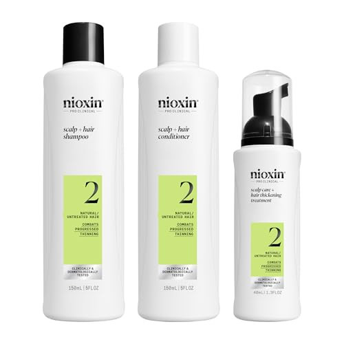 Nioxin Scalp + Hair Thickening System 2 | For Natural Hair with Progressed Thinning | Boost Hair Density with Niacinamide & Biotin | Trial Size | 1 Month Supply | Amazon (US)