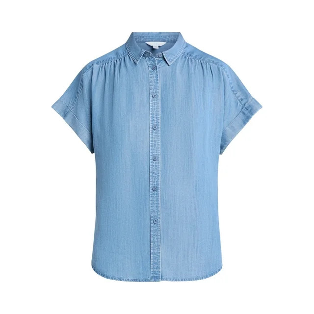 Time and Tru Women's Camp Shirt with Short Sleeves, Sizes XS-XXXL | Walmart (US)