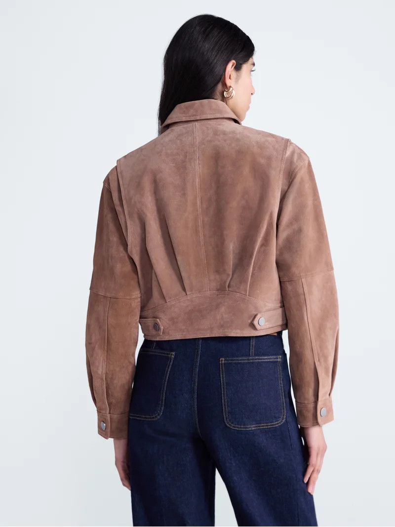 Scoop Women\u2019s and Women\u2019s Plus Cropped Suede Jacket, Sizes XS-4X | Walmart (US)