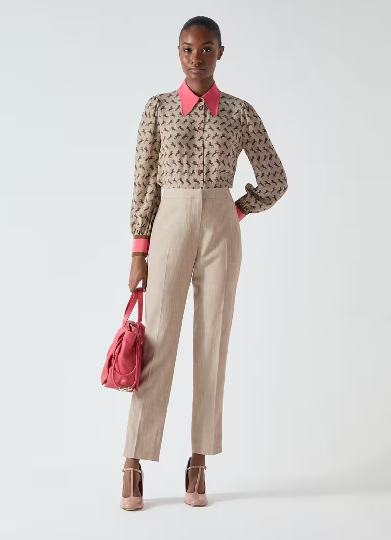 Amelia Beige Viscose Blend Slim Leg Trouser | L.K. Bennett (UK)